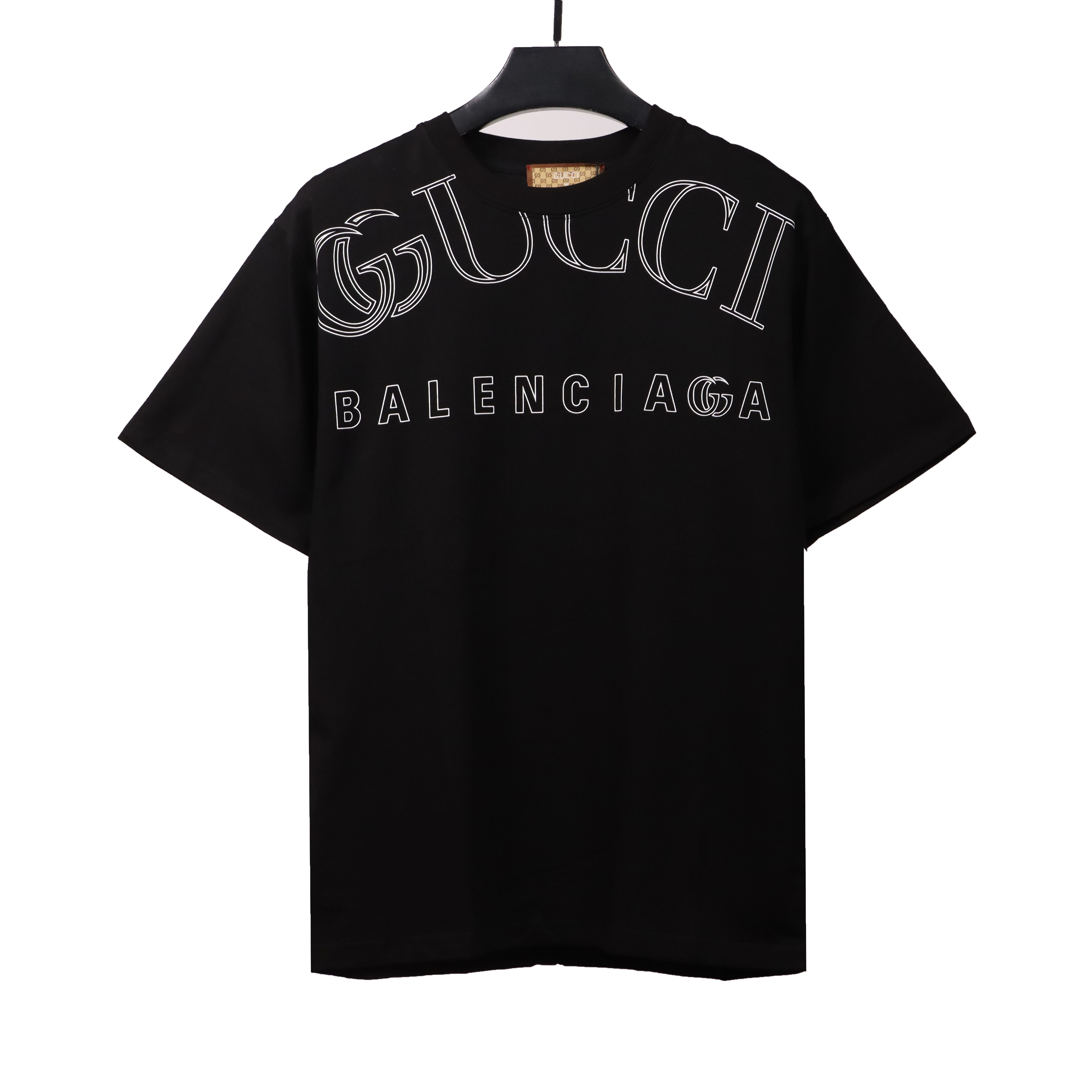 Gucci and Balenciaga hollow letter short sleeve black (special price)