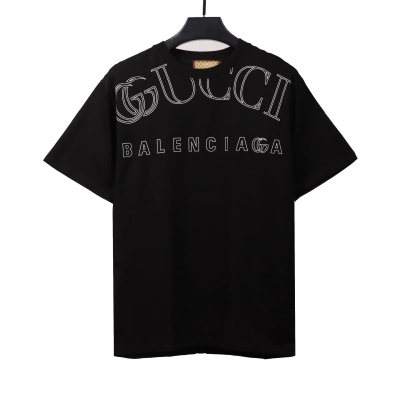 Gucci and Balenciaga hollow letter short sleeve black (special price) 01