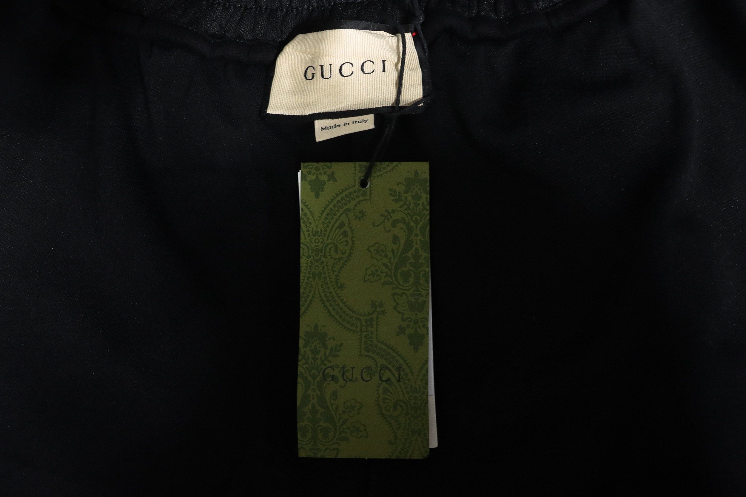 Gucci Classic Red and Green Web Pocket Double G Embossed Shorts Black