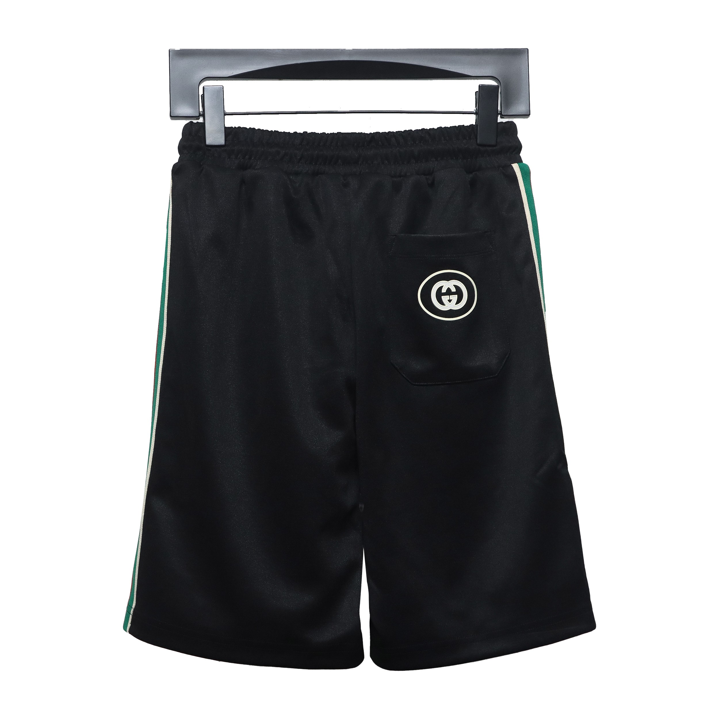 Gucci Classic Red and Green Web Pocket Double G Embossed Shorts Black