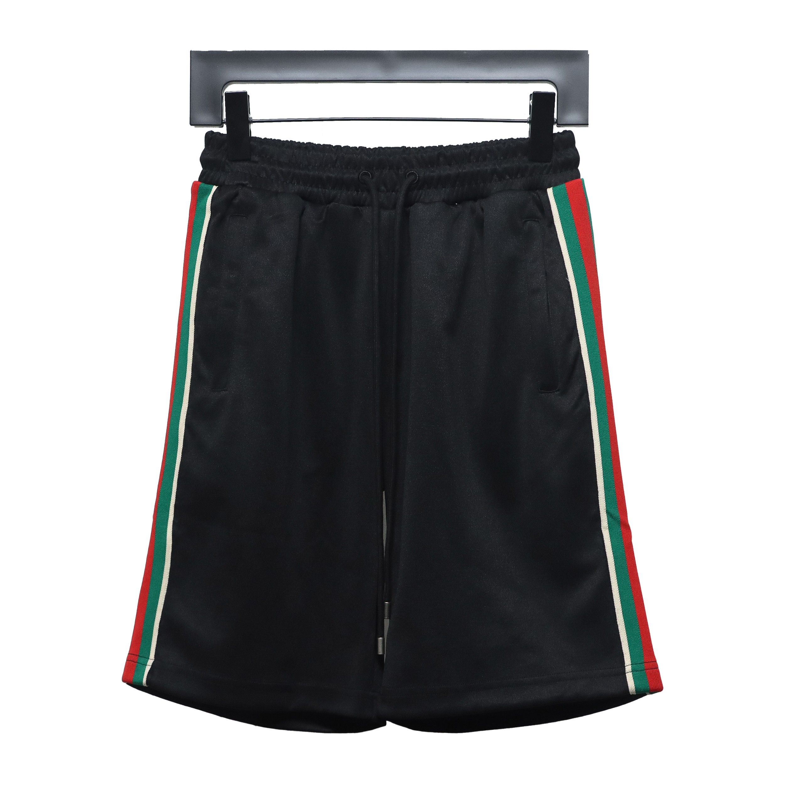 Gucci Classic Red and Green Web Pocket Double G Embossed Shorts Black