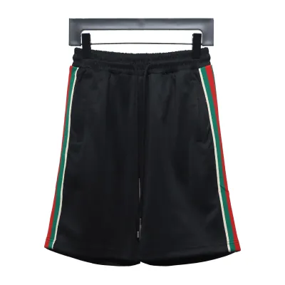 Gucci Classic Red and Green Web Pocket Double G Embossed Shorts Black 01