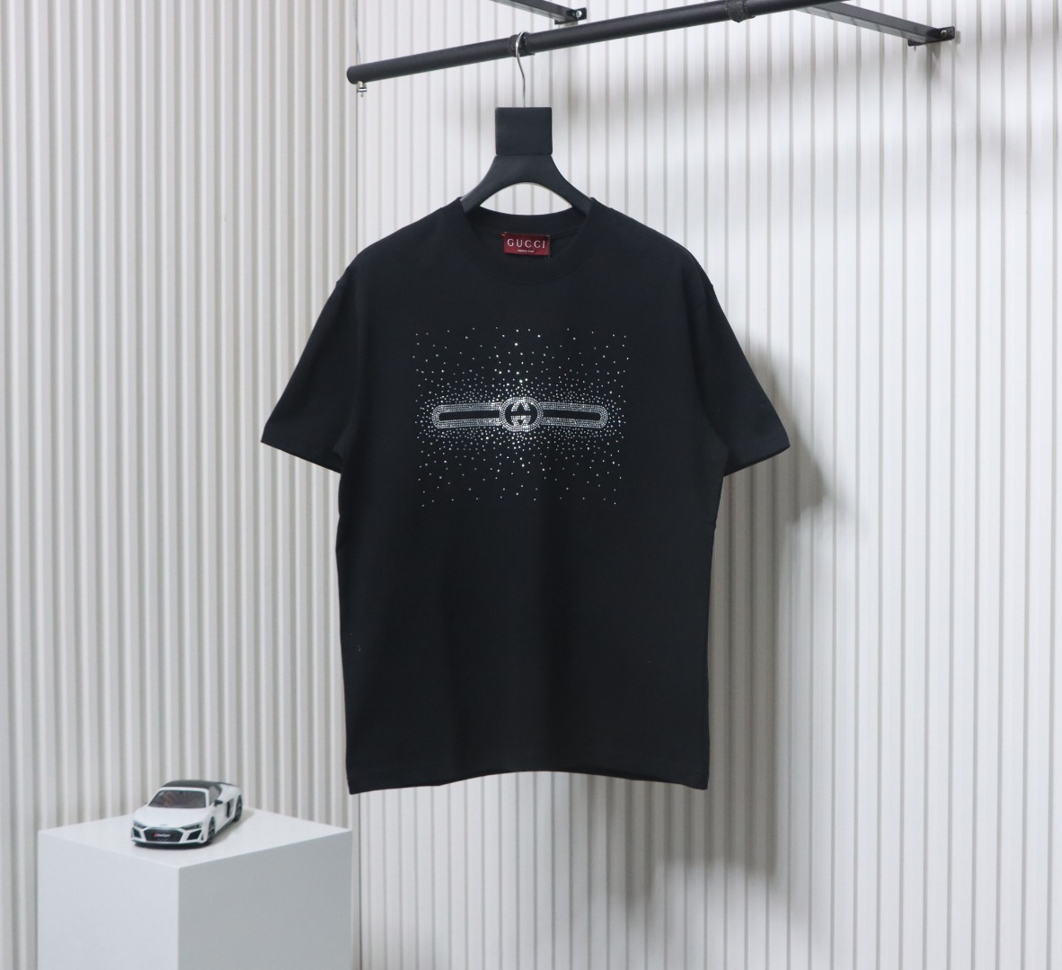 Gucci Crystal Hot Stamp Double G Black