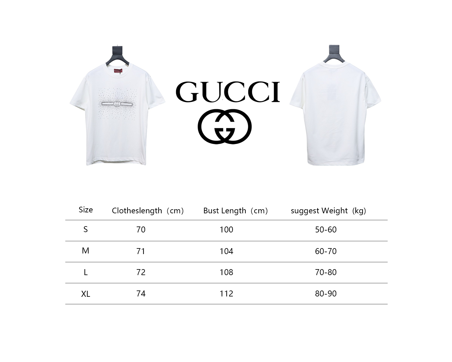 Gucci Crystal Hot Stamp Double G White
