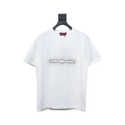 Gucci Crystal Hot Stamp Double G White 01