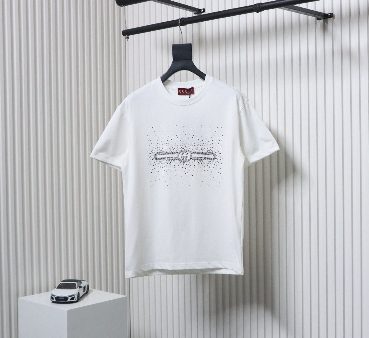 Gucci Crystal Hot Stamp Double G White