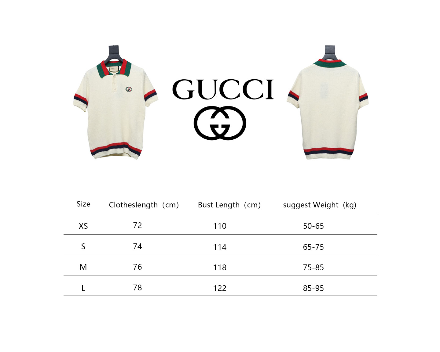 Gucci Double G embroidered on chest Polo knitted short sleeves Beige