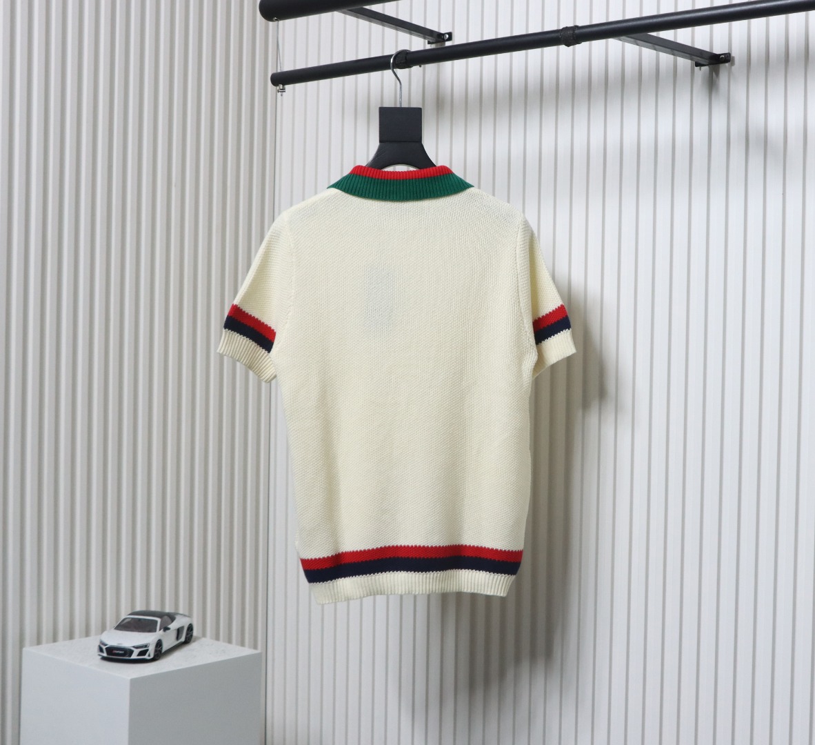 Gucci Double G embroidered on chest Polo knitted short sleeves Beige