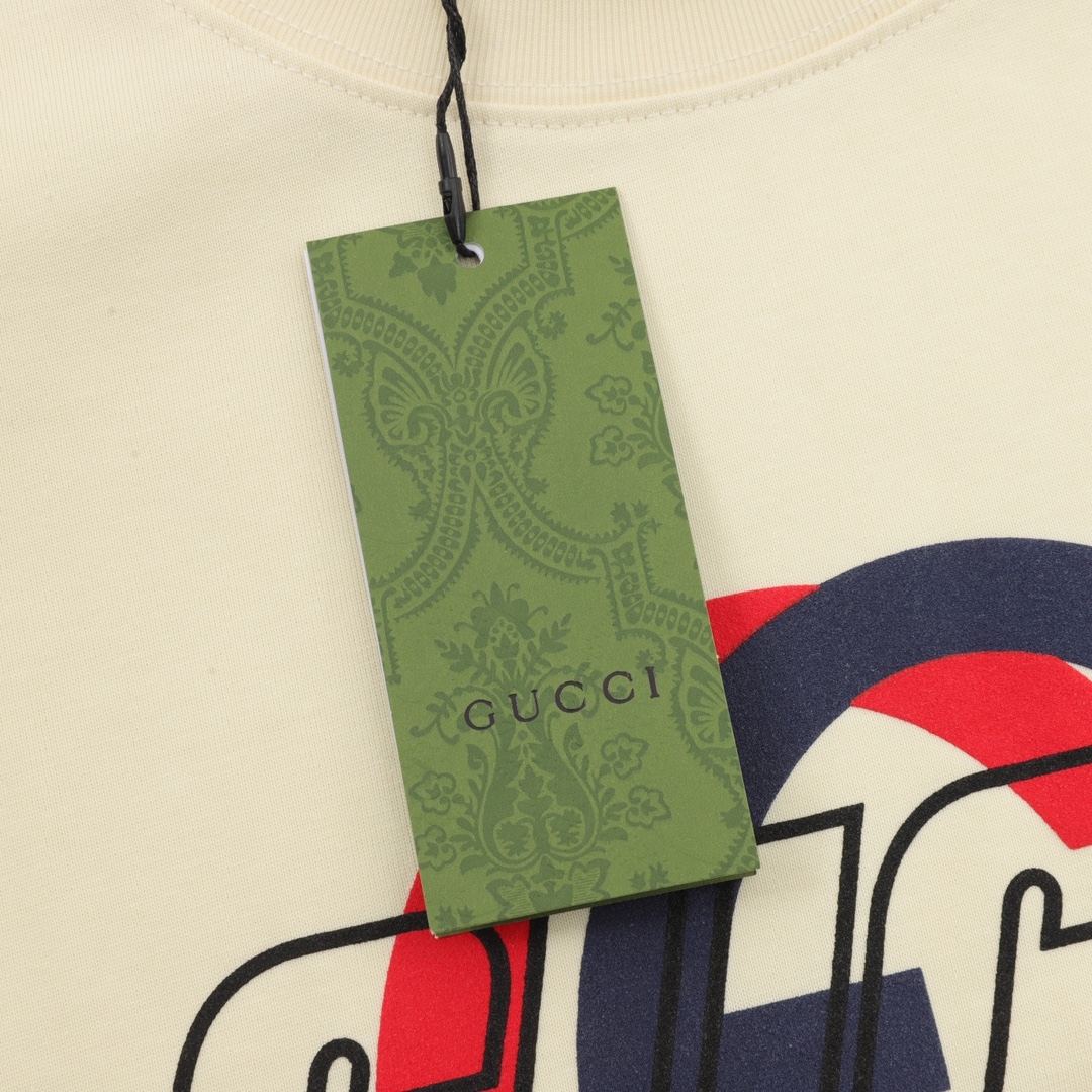 Gucci Double G interlocking logo foam print short sleeve T-shirt Beige