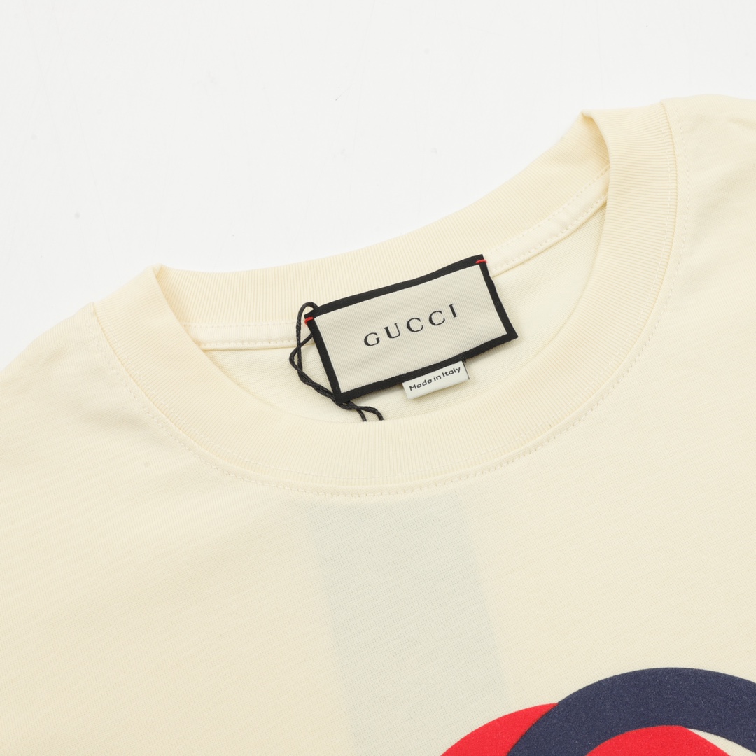 Gucci Double G interlocking logo foam print short sleeve T-shirt Beige