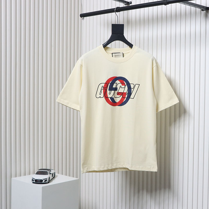 Gucci Double G interlocking logo foam print short sleeve T-shirt Beige
