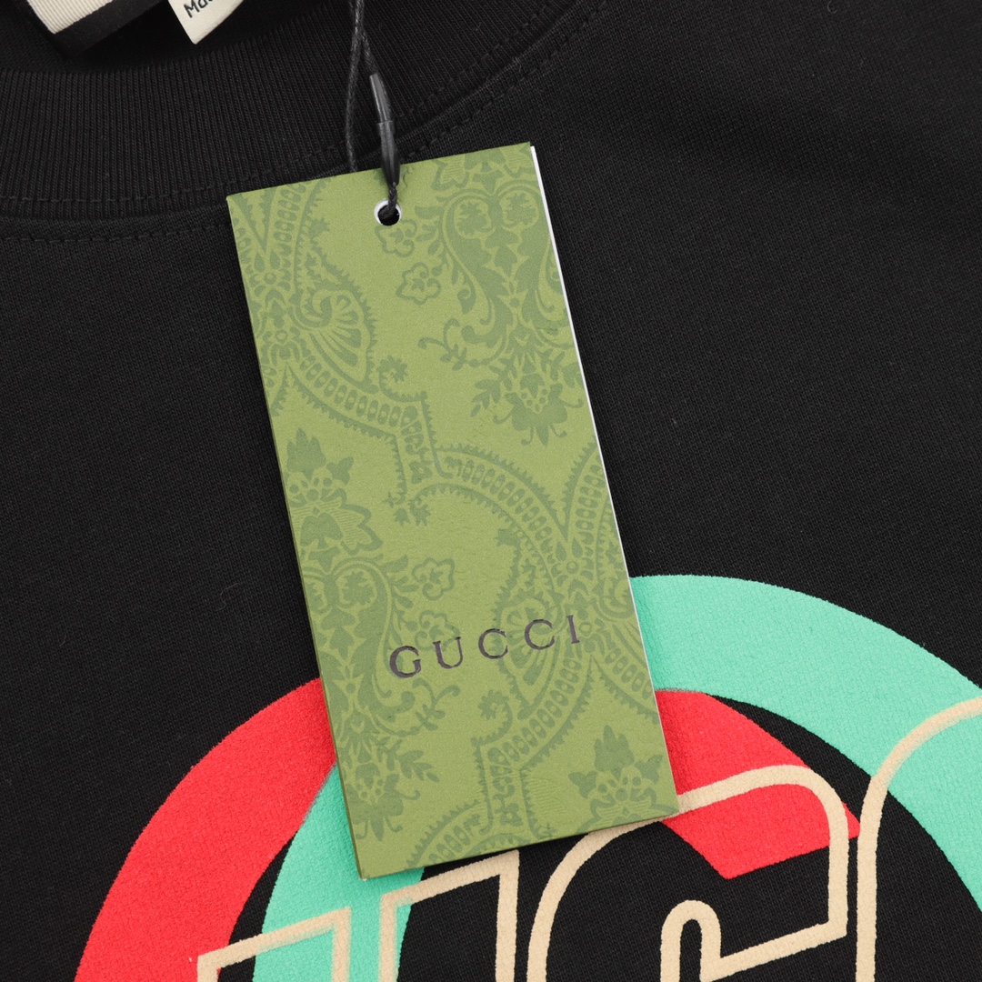 Gucci Double G interlocking logo foam print short sleeve T-shirt black