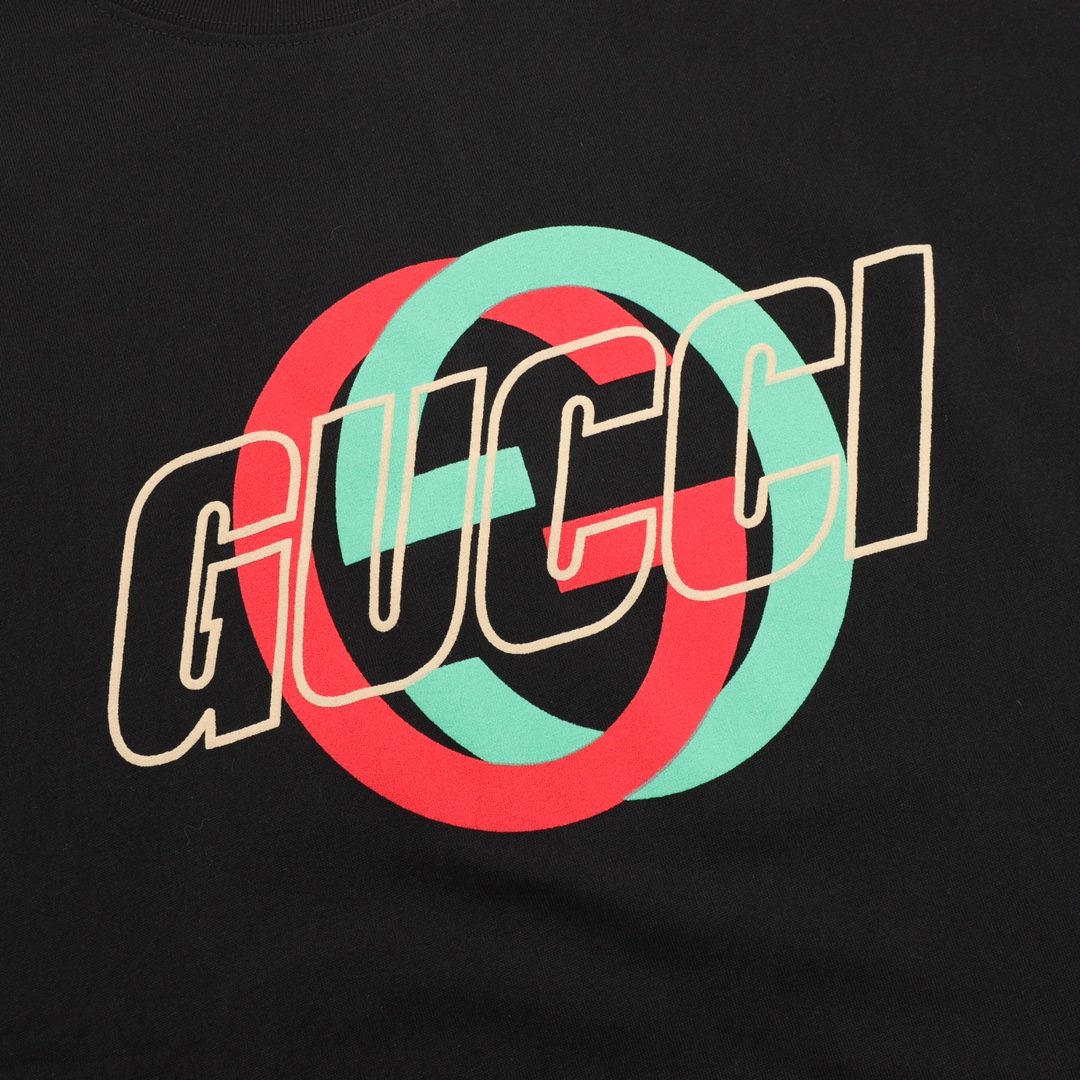 Gucci Double G interlocking logo foam print short sleeve T-shirt black