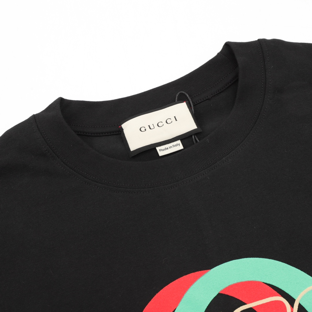 Gucci Double G interlocking logo foam print short sleeve T-shirt black