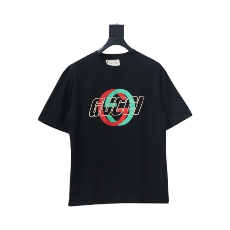 Gucci Double G interlocking logo foam print short sleeve T-shirt black
