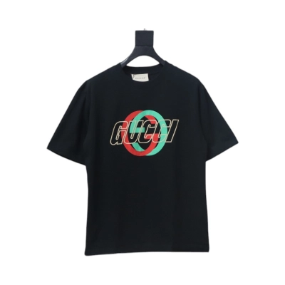 Gucci Double G interlocking logo foam print short sleeve T-shirt black 01