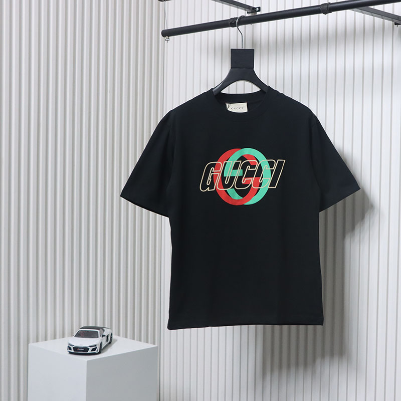 Gucci Double G interlocking logo foam print short sleeve T-shirt black