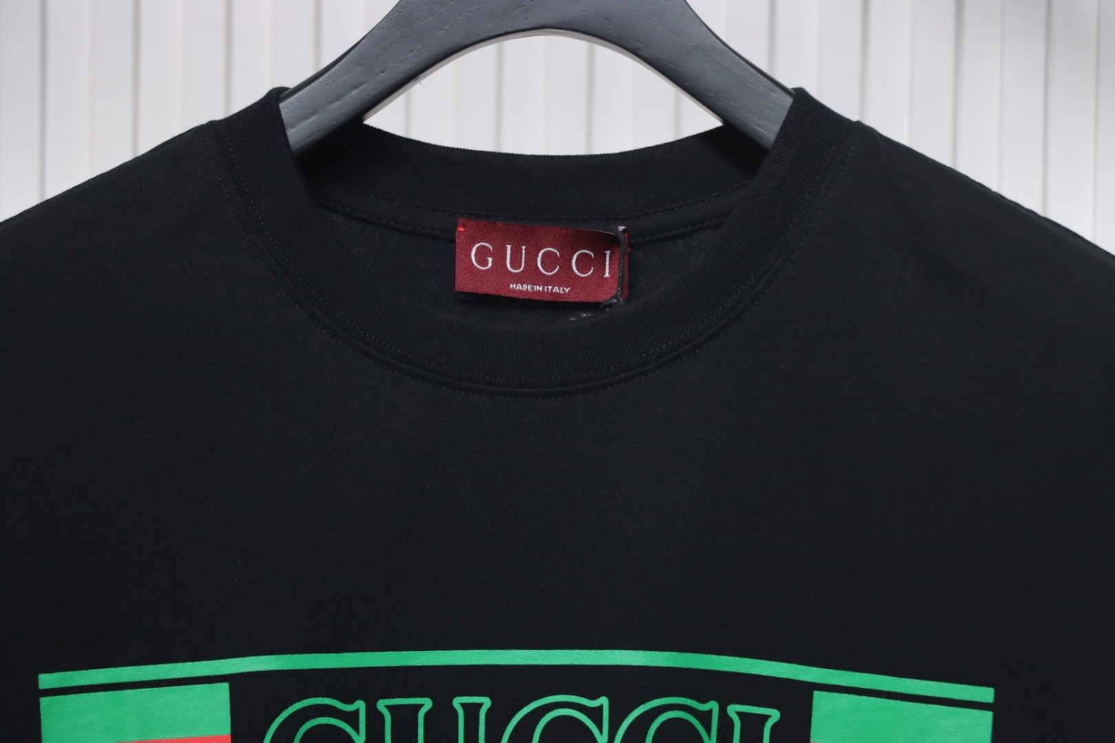 Gucci guc hollow letter logo print short sleeve black