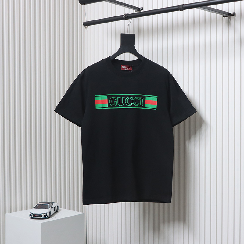 Gucci guc hollow letter logo print short sleeve black
