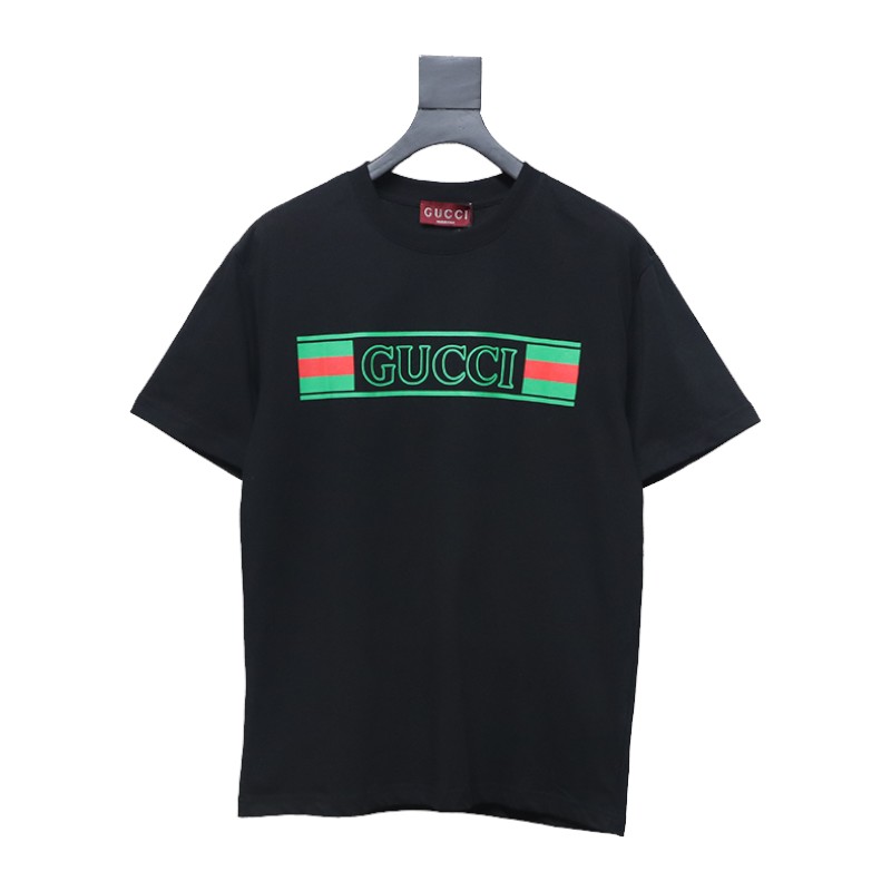 Gucci guc hollow letter logo print short sleeve black