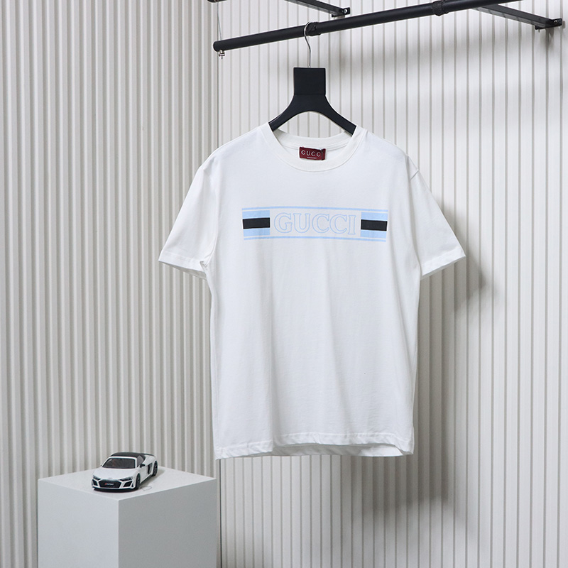 Gucci guc hollow letter logo print short sleeve White