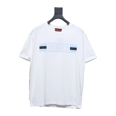 Gucci guc hollow letter logo print short sleeve White 01