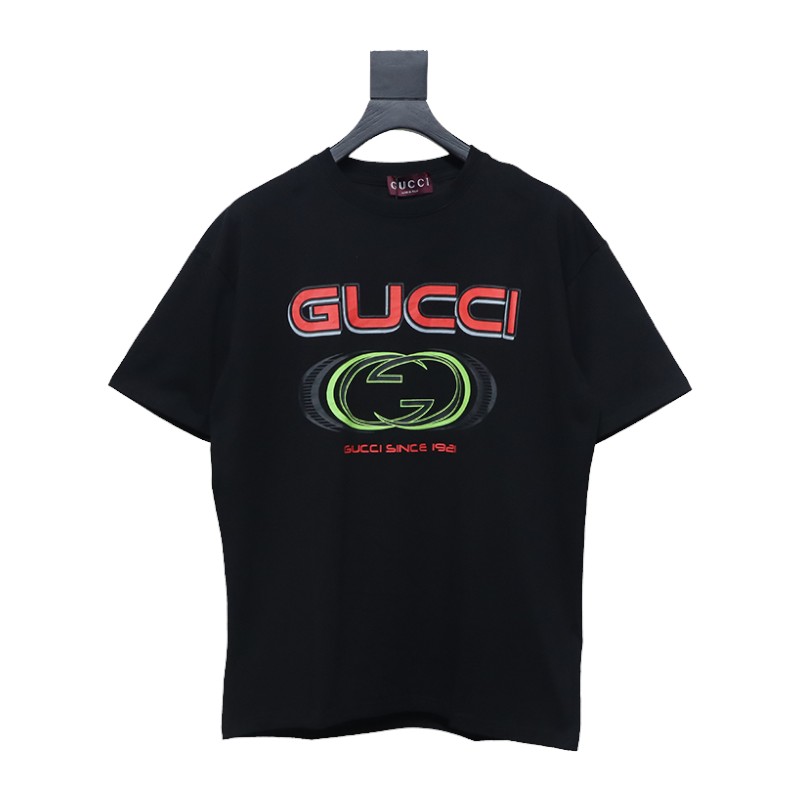 Gucci Multi-element Pattern Short Sleeve T-shirt Black