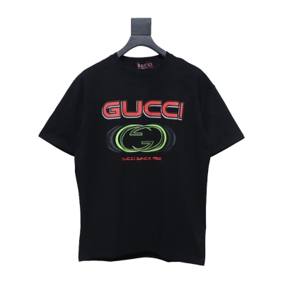 Gucci Multi-element Pattern Short Sleeve T-shirt Black 01