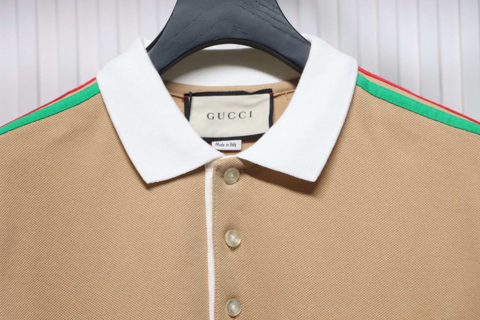 Gucci red and green striped 1921 limited pocket polo short sleeve brown