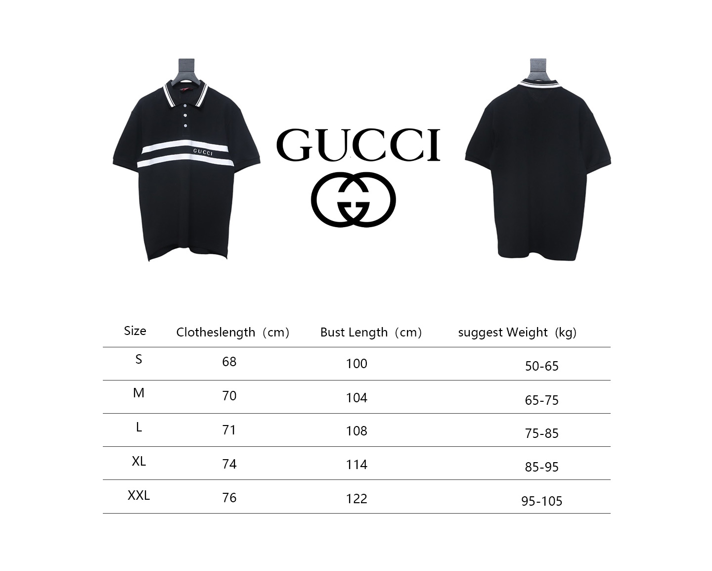 Gucci Simple Ribbon Letters POLO Shirt Black