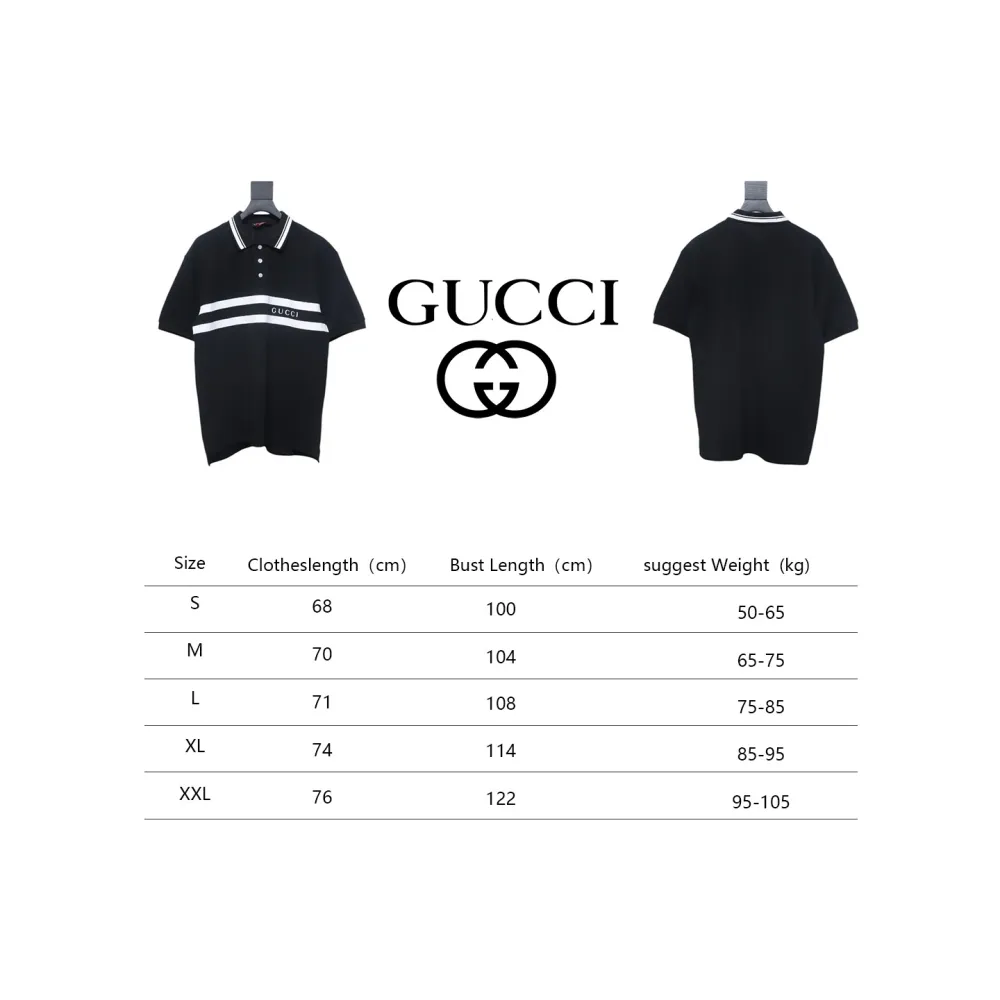 Gucci Simple Ribbon Letters POLO Shirt Black