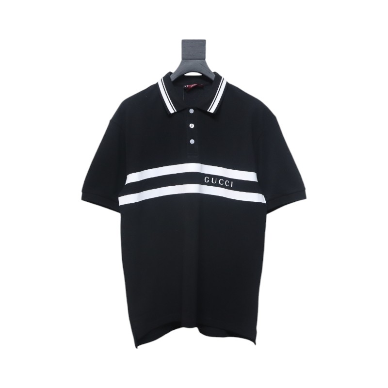 Gucci Simple Ribbon Letters POLO Shirt Black