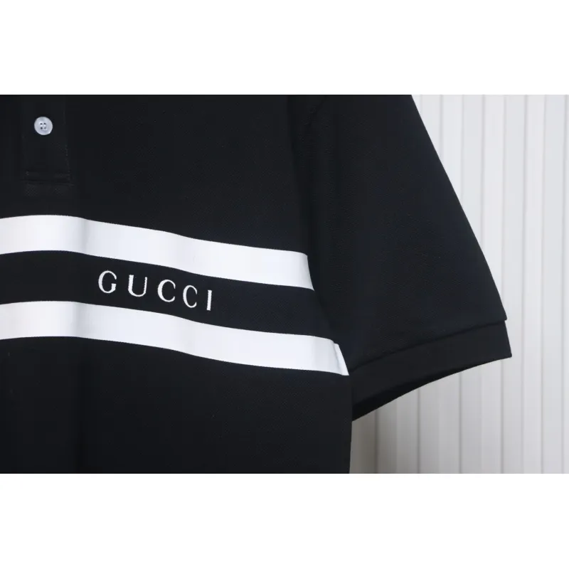 Gucci Simple Ribbon Letters POLO Shirt Black