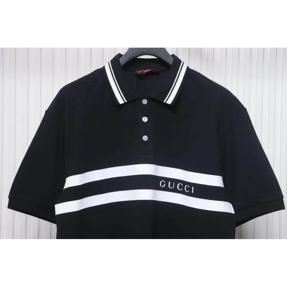 Gucci Simple Ribbon Letters POLO Shirt Black