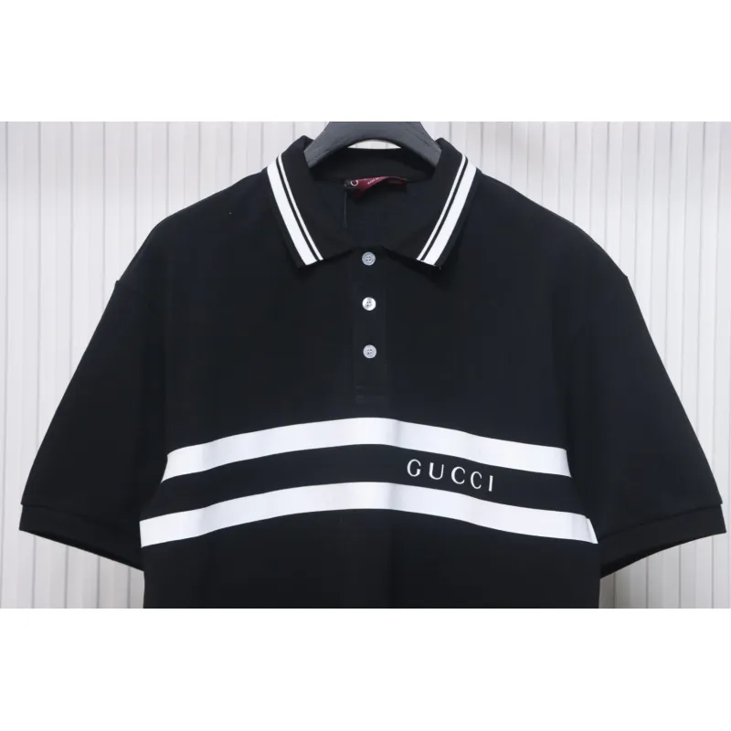 Gucci Simple Ribbon Letters POLO Shirt Black