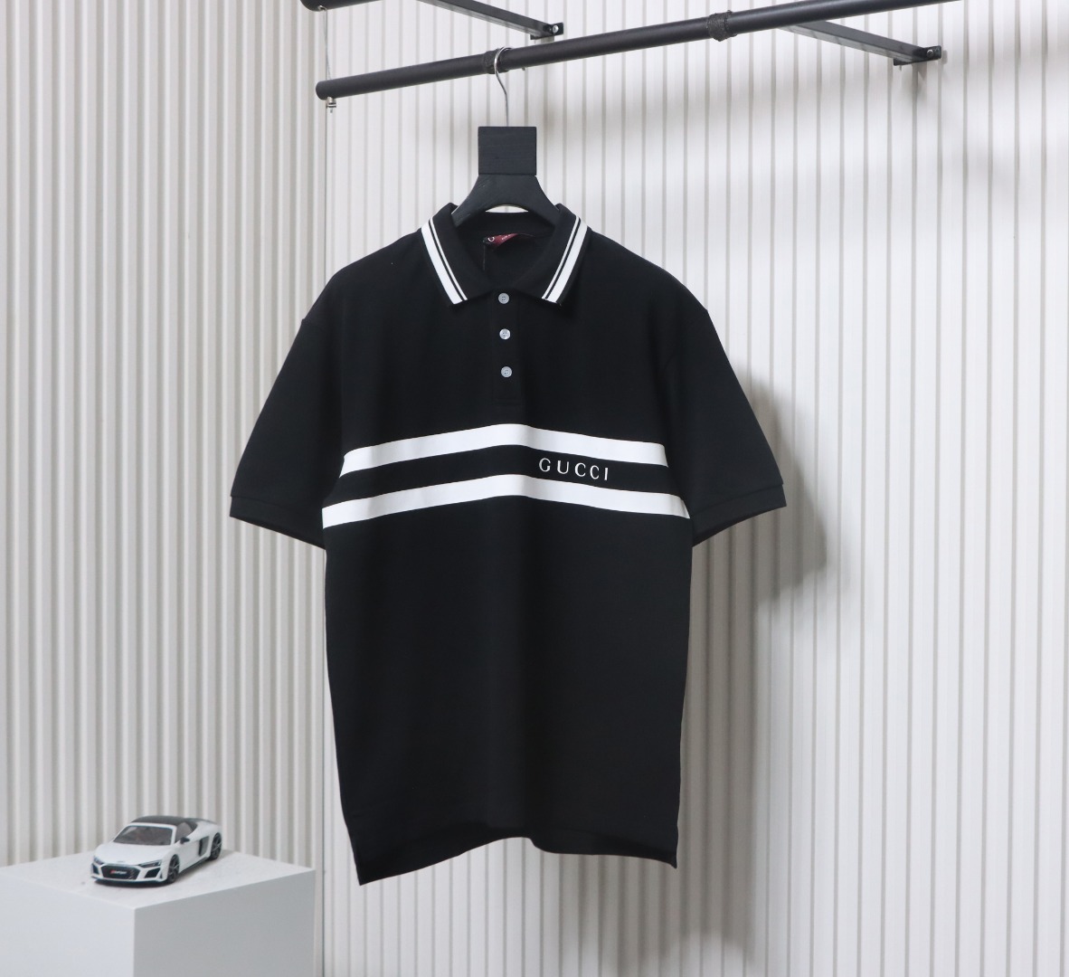 Gucci Simple Ribbon Letters POLO Shirt Black