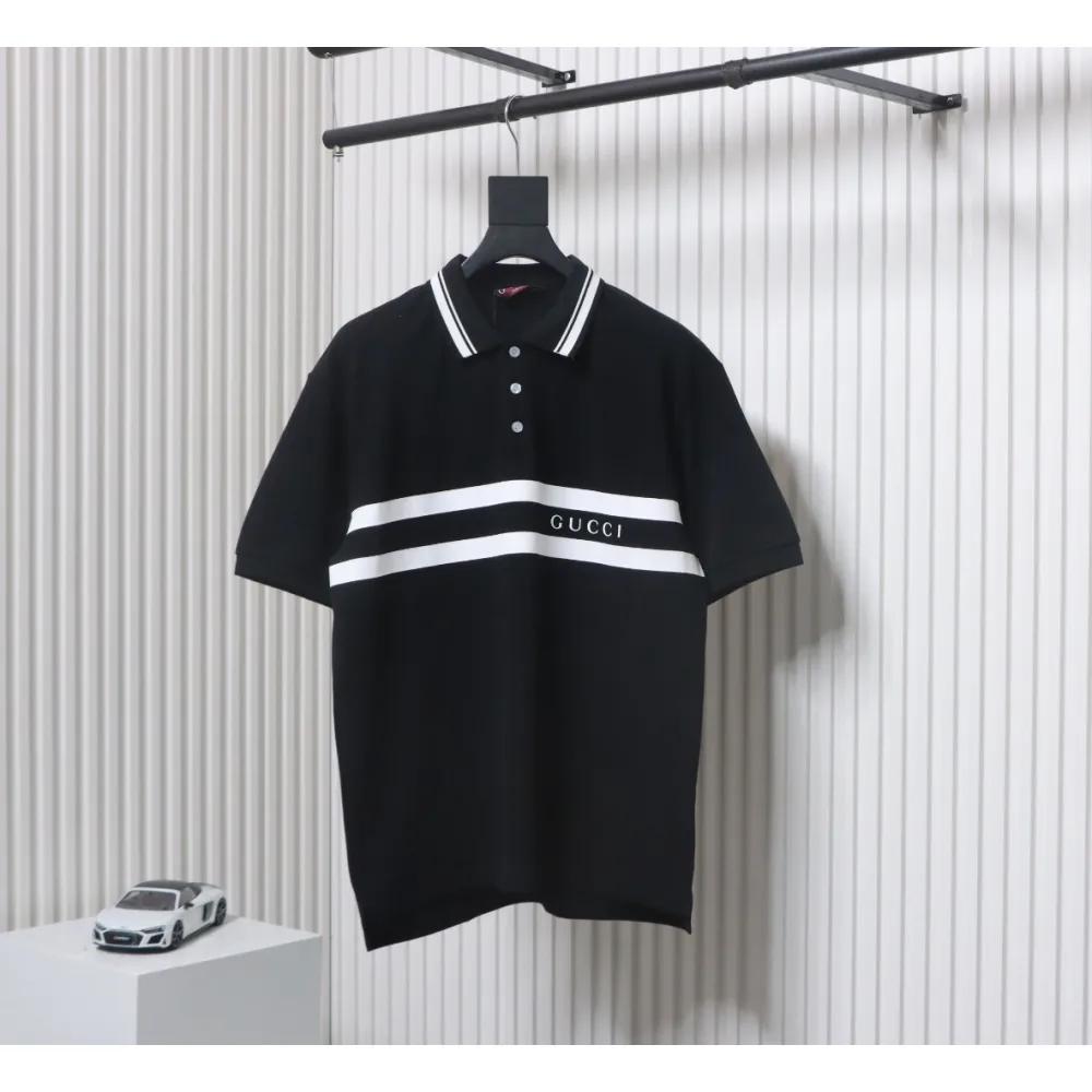Gucci Simple Ribbon Letters POLO Shirt Black