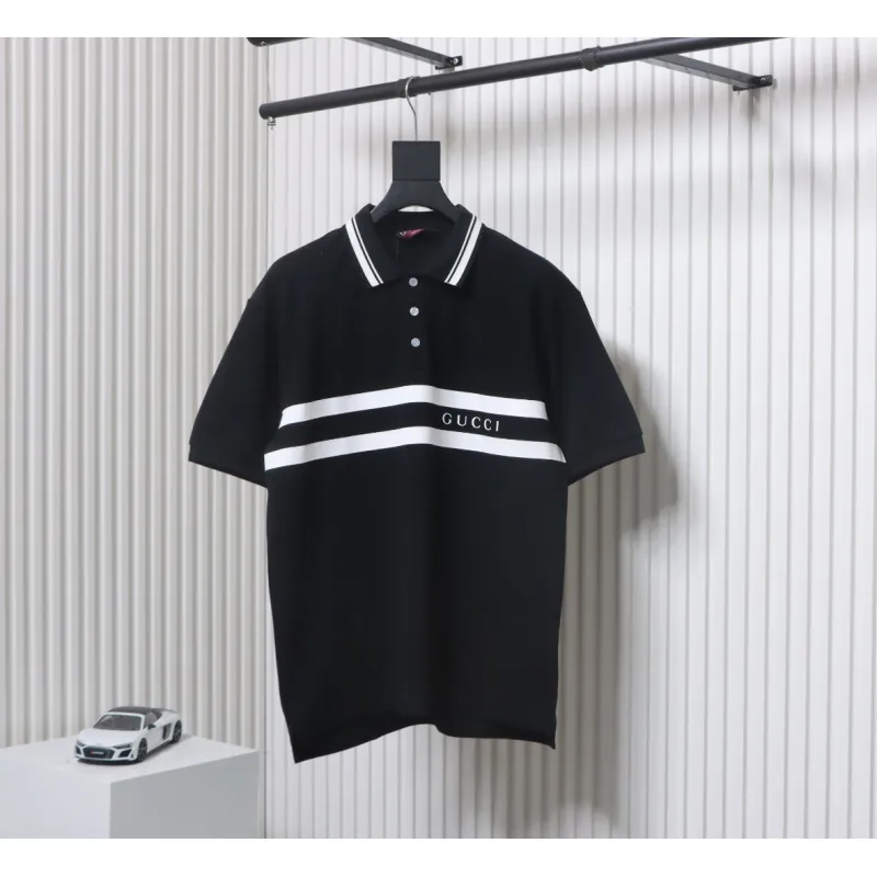 Gucci Simple Ribbon Letters POLO Shirt Black