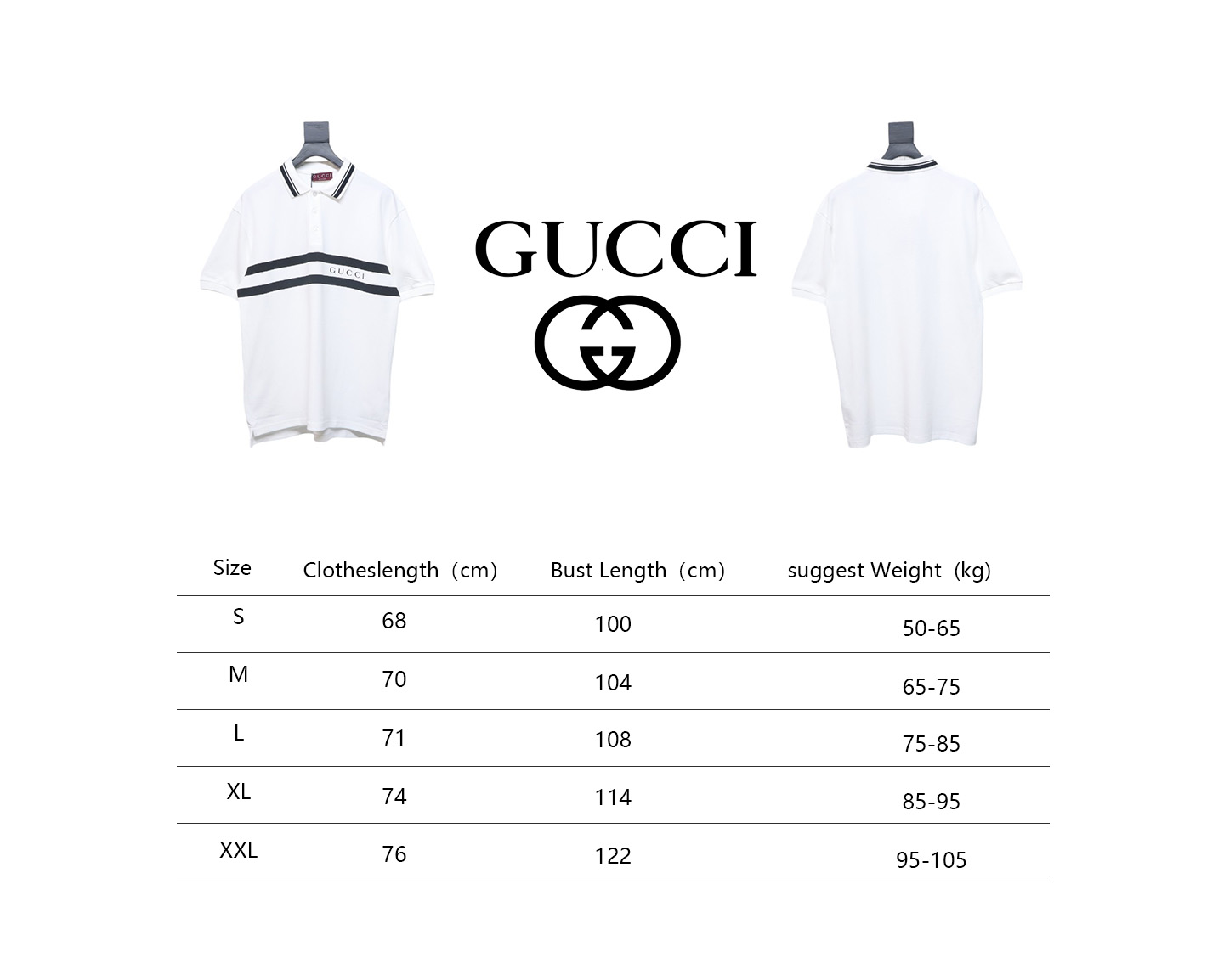 Gucci Simple Ribbon Letters POLO Shirt White