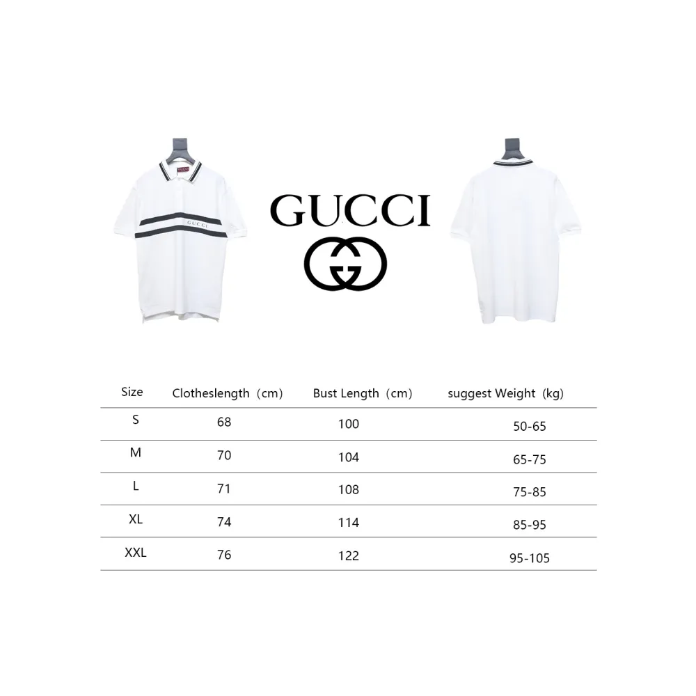 Gucci Simple Ribbon Letters POLO Shirt White