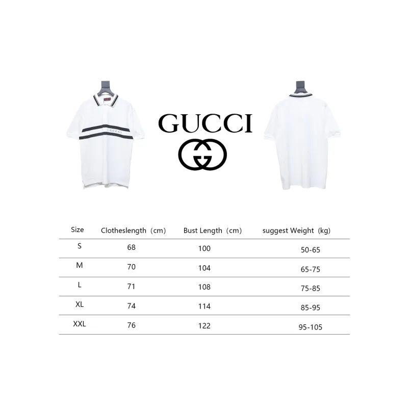 Gucci Simple Ribbon Letters POLO Shirt White