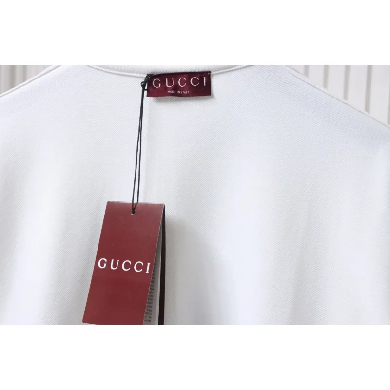 Gucci Simple Ribbon Letters POLO Shirt White