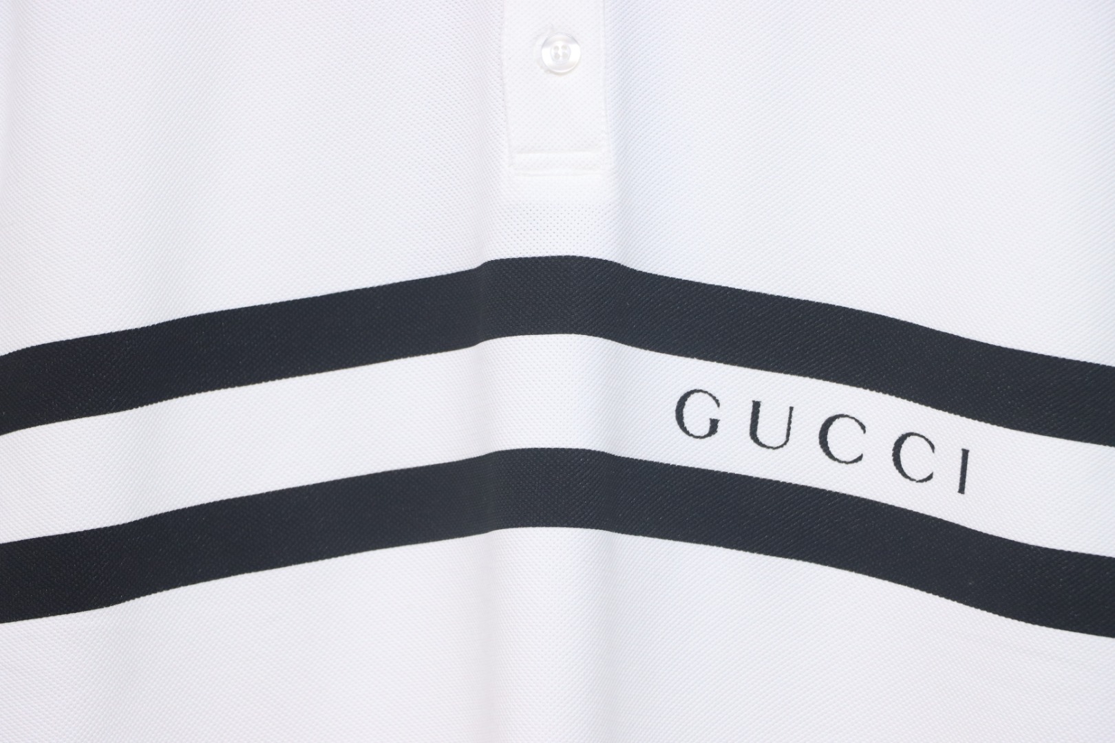 Gucci Simple Ribbon Letters POLO Shirt White