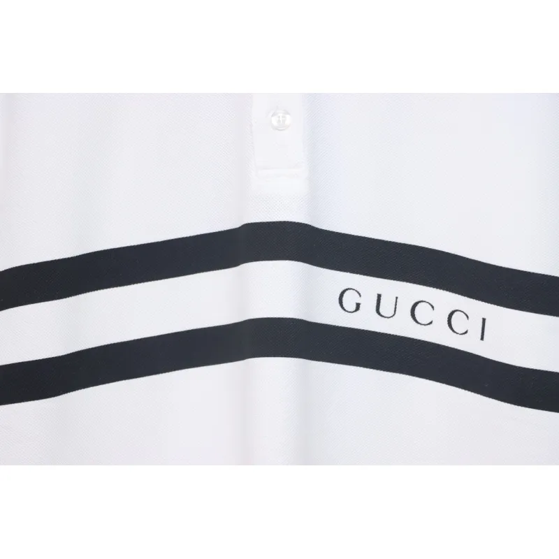 Gucci Simple Ribbon Letters POLO Shirt White