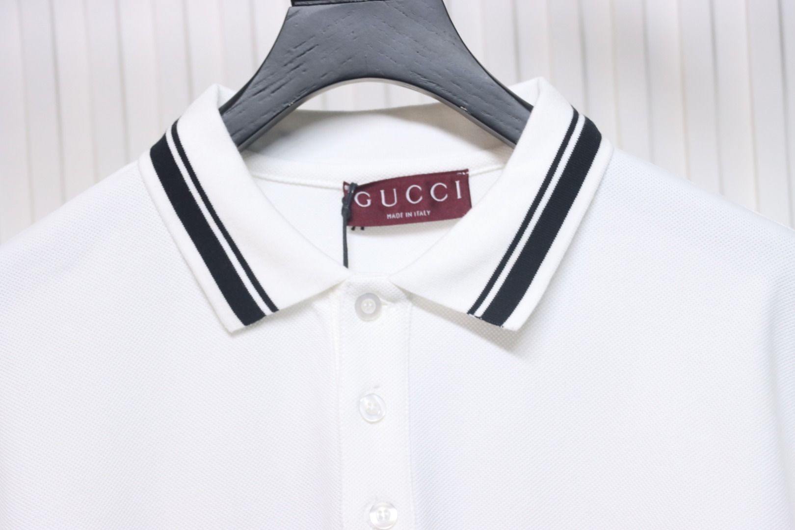 Gucci Simple Ribbon Letters POLO Shirt White