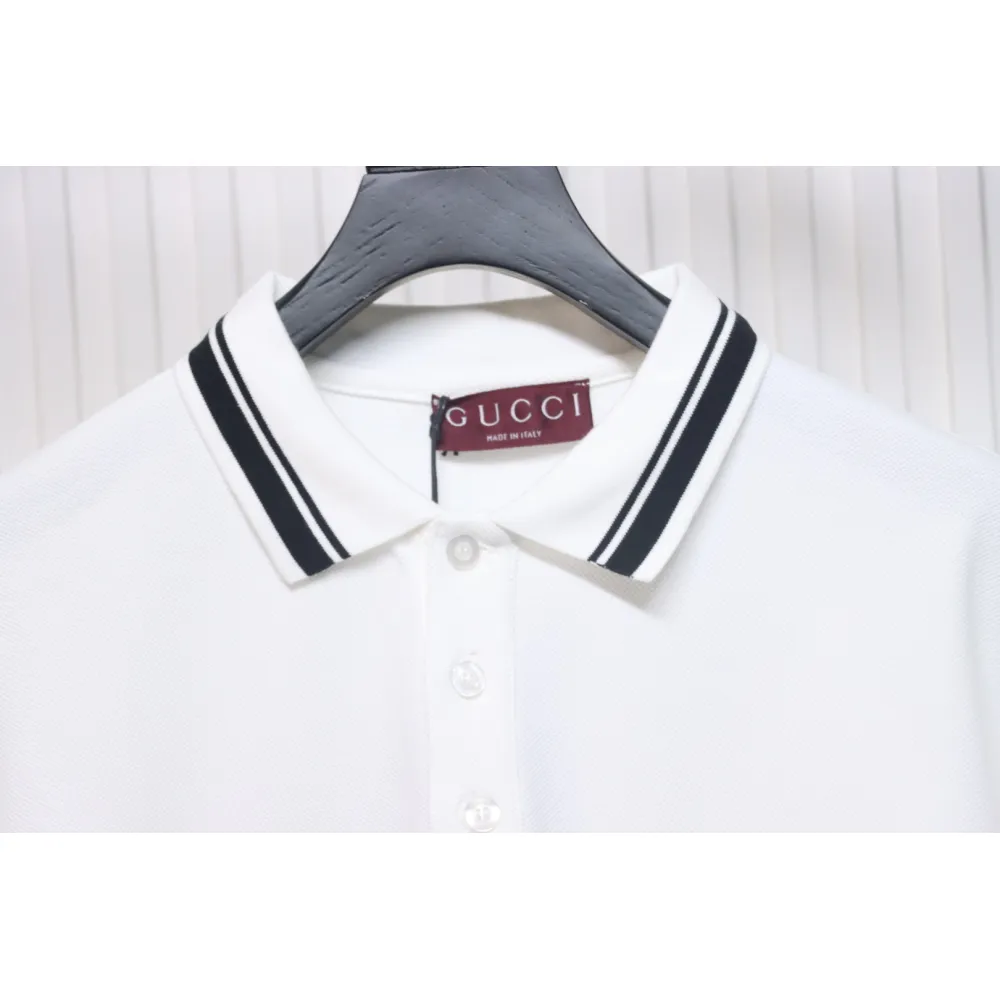 Gucci Simple Ribbon Letters POLO Shirt White