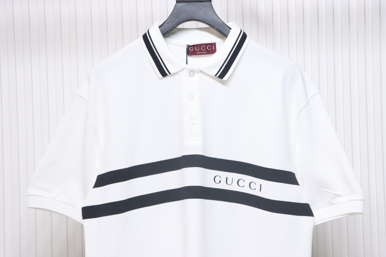 Gucci Simple Ribbon Letters POLO Shirt White