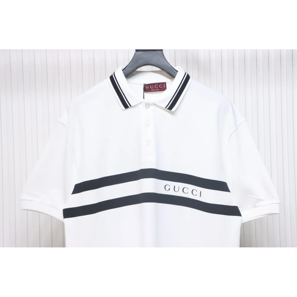 Gucci Simple Ribbon Letters POLO Shirt White