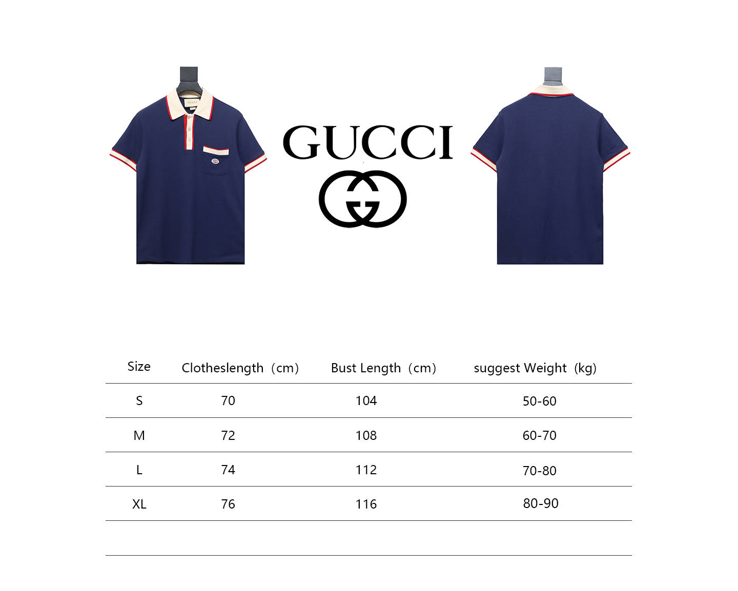Gucci 23ss classic pocket embroidered double G Polo short sleeve blue