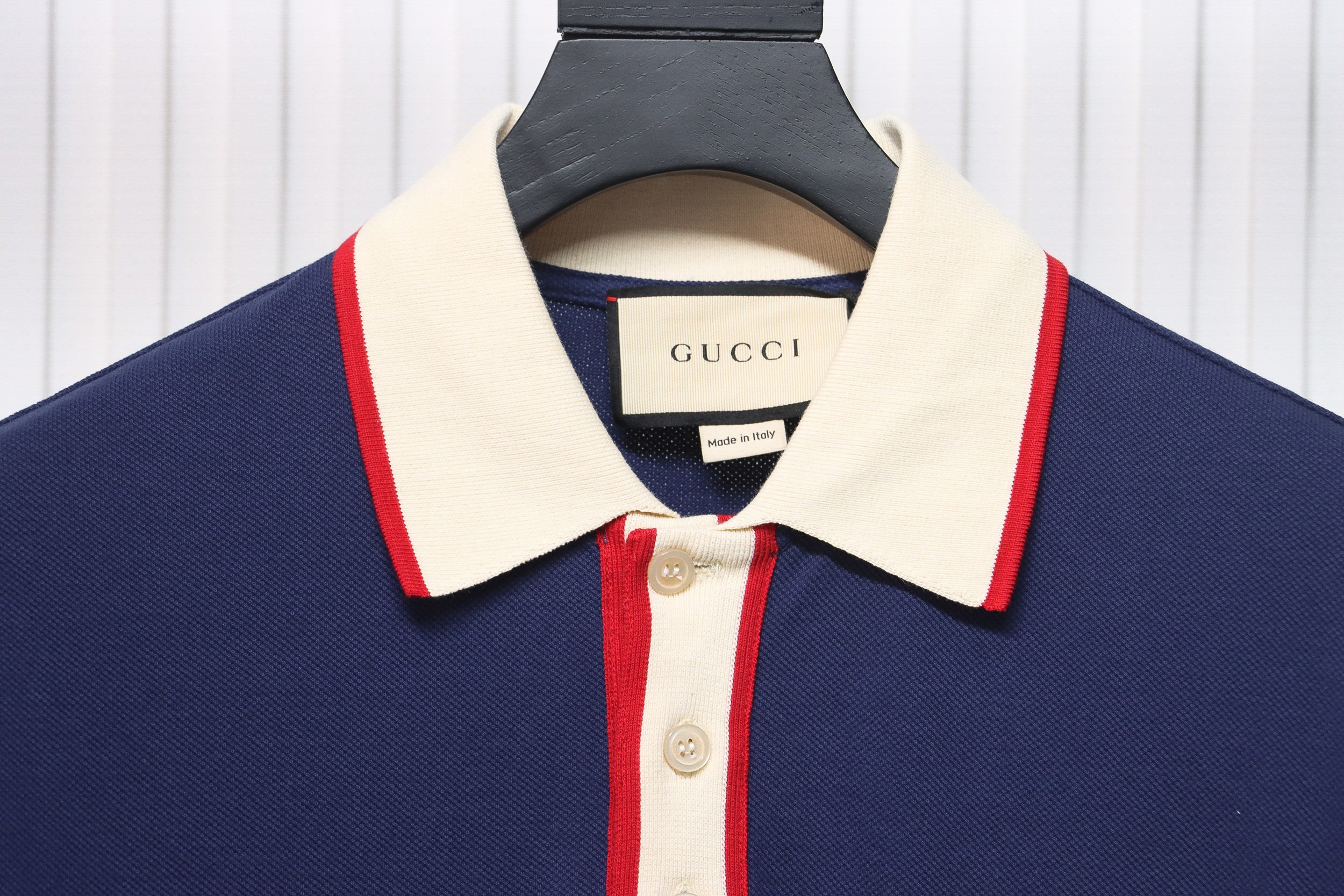 Gucci 23ss classic pocket embroidered double G Polo short sleeve blue